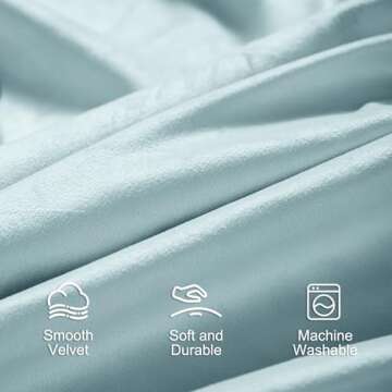 Lazzzy Baby Blue Velvet Curtains Room Darkening Thermal Insulated Curtains 96 Inch Long Window Drapes for Bedroom Living Room Super Soft Luxury Rod Pocket Window Treatment, 2 Panels