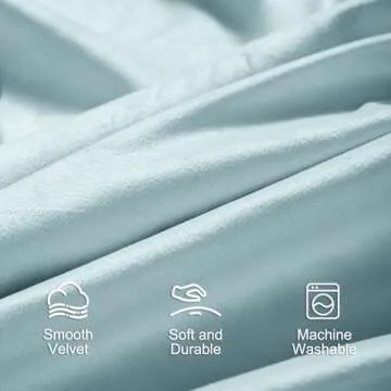 Lazzzy Baby Blue Velvet Curtains Room Darkening Thermal Insulated Curtains 96 Inch Long Window Drapes for Bedroom Living Room Super Soft Luxury Rod Pocket Window Treatment, 2 Panels