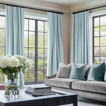 Lazzzy Baby Blue Velvet Curtains Room Darkening Thermal Insulated Curtains 96 Inch Long Window Drapes for Bedroom Living Room Super Soft Luxury Rod Pocket Window Treatment, 2 Panels