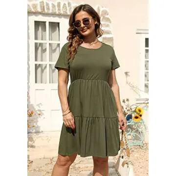 Plus Size Casual Ruffle Dress with Pockets