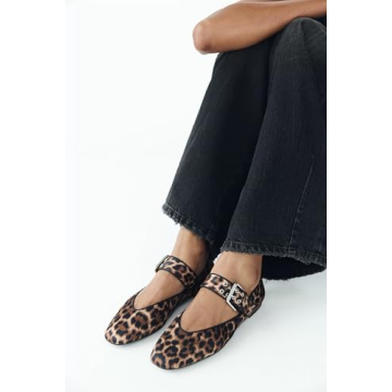 Elegant Leopard Ballet Flats Women Comfortable Buckle Strap