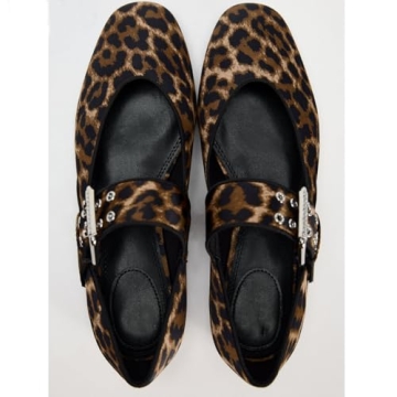 Elegant Leopard Ballet Flats Women Comfortable Buckle Strap