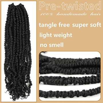 Ago 18 inch 7 Packs Pre-twisted Passion Twist Hair 16 Roots/pack Pre-looped Crochet Hair Ombre Colors Synthetic Braiding hair Extensions(18inch,1B)