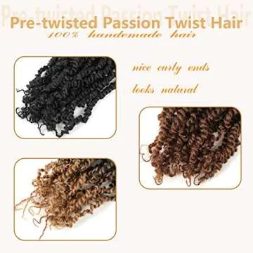 Ago 18 inch 7 Packs Pre-twisted Passion Twist Hair 16 Roots/pack Pre-looped Crochet Hair Ombre Colors Synthetic Braiding hair Extensions(18inch,1B)