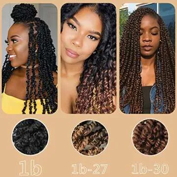 Ago 18 inch 7 Packs Pre-twisted Passion Twist Hair 16 Roots/pack Pre-looped Crochet Hair Ombre Colors Synthetic Braiding hair Extensions(18inch,1B)