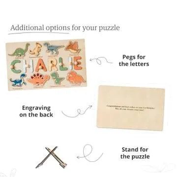 Name Puzzle with Dinosaurs Personalized Wooden Name Puzzle Wooden Toys Custom Name Puzzle by BusyPuzzle Christmas Gift Educational Toy Nursery Decor Easter Present