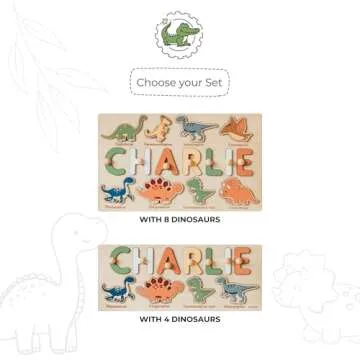 Name Puzzle with Dinosaurs Personalized Wooden Name Puzzle Wooden Toys Custom Name Puzzle by BusyPuzzle Christmas Gift Educational Toy Nursery Decor Easter Present