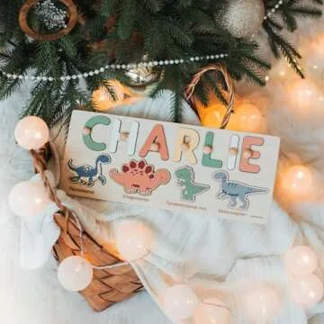 Name Puzzle with Dinosaurs Personalized Wooden Name Puzzle Wooden Toys Custom Name Puzzle by BusyPuzzle Christmas Gift Educational Toy Nursery Decor Easter Present