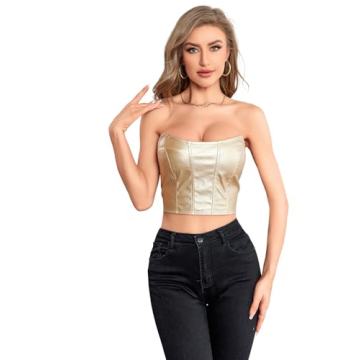 Milumia Women PU Faux Leather Tube Top for Nights Out
