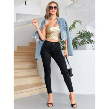 Milumia Women PU Faux Leather Tube Top for Nights Out