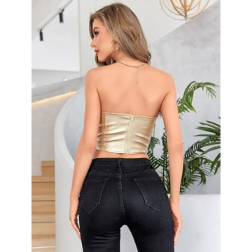 Milumia Women PU Faux Leather Tube Top for Nights Out