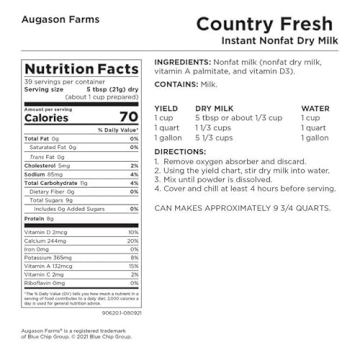 Augason Farms Instant Nonfat Dry Milk Can - 39 Servings