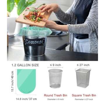 Compostable Trash Bags 1.2 Gallon 150 Packs,AYOTEE Small Compost Bags,Small Biodegradable Trash Bags Green Are Suitable For 1-2 Gallon And 4-8 Liter Small Trash bags can liner