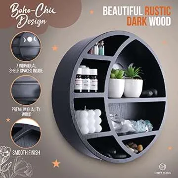 Elegant Crescent Moon Shelf for Crystals and Decor