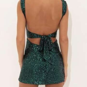 Mini Evening Dress for Teens Homecoming Dress Sequin Prom Dress V-Neck Party Dress Short Prom Cocktail Dress Silver