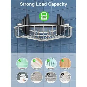 SMARTAKE 2-Pack Corner Shower Caddy, SUS304 Stainless Steel, Wall Mounted Bathroom Shelf with Adhesive, Storage Organizer for Toilet, Dorm and Kitchen (Silver)