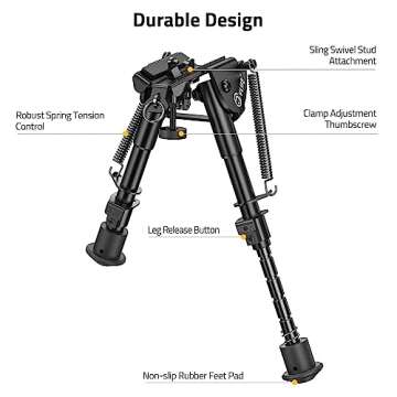 CVLIFE Bipod, 6-9 Inch Rifle Bipod Adjustable Super Duty Tactical Bipod for Outdoor Bipod (Aluminum)