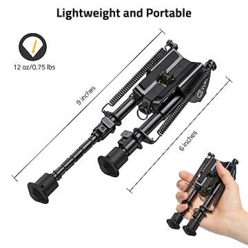 CVLIFE Bipod, 6-9 Inch Rifle Bipod Adjustable Super Duty Tactical Bipod for Outdoor Bipod (Aluminum)