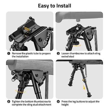 CVLIFE Bipod, 6-9 Inch Rifle Bipod Adjustable Super Duty Tactical Bipod for Outdoor Bipod (Aluminum)
