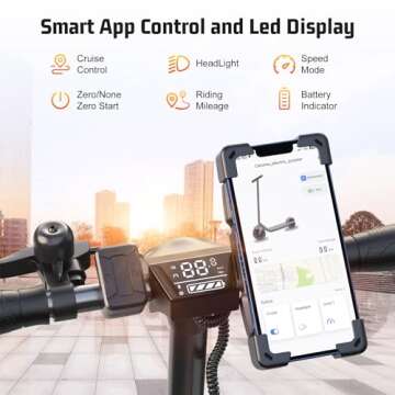 Caroma E22 PRO Electric Scooter Adults, 350W Motor,20Miles Range&20Mph, Foldable Commute Electric Scooter Adults,E Scooter with Cruise Control&Dual Braking System,Smart App Control&LED Display(Black)