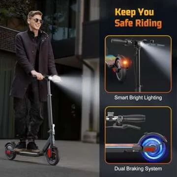 Caroma E22 PRO Electric Scooter Adults, 350W Motor,20Miles Range&20Mph, Foldable Commute Electric Scooter Adults,E Scooter with Cruise Control&Dual Braking System,Smart App Control&LED Display(Black)