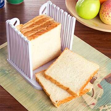 Adjustable Toast Slicer/ Cutting Guide for Homemade Bread, Plastic Bread Slicer Loaf for Slicing Bre...
