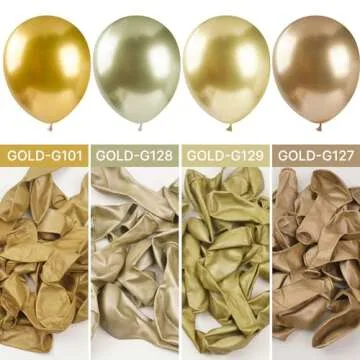 PartyWoo Metallic Gold Balloons, 127 pcs Gold Metallic Balloons Different Sizes Pack of 36 Inch 18 Inch 12 Inch 10 Inch 5 Inch Chrome Gold Balloons for Balloon Garland as Party Decorations, Gold-G101