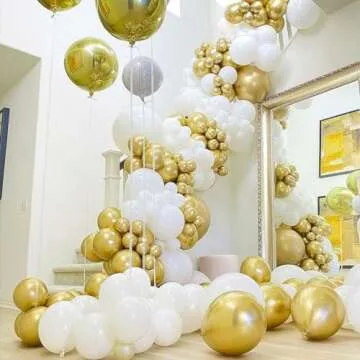 PartyWoo Metallic Gold Balloons, 127 pcs Gold Metallic Balloons Different Sizes Pack of 36 Inch 18 Inch 12 Inch 10 Inch 5 Inch Chrome Gold Balloons for Balloon Garland as Party Decorations, Gold-G101