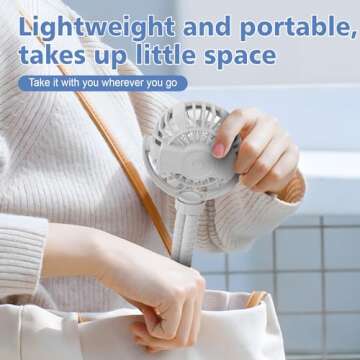 SOPOKE Mini Portable Baby Stroller Fan,3 Speed Personal Handheld Fan,Battery Operated Rechargeable 360° Flexible Tripod Cooling Fan, Suitable for Car Seat Crib Treadmill Golf Cart Travel(White)