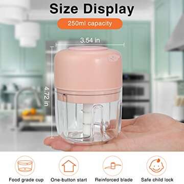 FUHUIM Mini Electric Garlic Chopper, mini chopper food processor Fits for Cutter Vegetables/Meat Grinder/Garlic Chooper/Fruits Masher/Salad Grinder(250ML)
