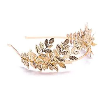 Chmier Bridal Headband Leaf Vine Headband Gold Leaf Crown Leaf Tiara Wedding Headpiece Bridesmaid Prom Festival Hair Accessories for Women and Girls(Gold)