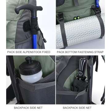 Bseash 50L Hiking Backpack, Water Resistant Lightweight Outdoor Sport Daypack Travel Bag for Camping Climbing Skiing Cycling (Army Green - With Shoe Compartment)