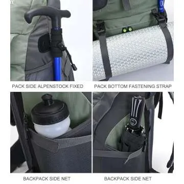 Bseash 50L Hiking Backpack, Water Resistant Lightweight Outdoor Sport Daypack Travel Bag for Camping Climbing Skiing Cycling (Army Green - With Shoe Compartment)