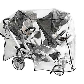 Double Stroller Rain Cover,Rain Cover for Double Tandem Stroller,Big Size Universal Rain and Wind Co...