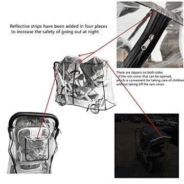 Double Stroller Rain Cover,Rain Cover for Double Tandem Stroller,Big Size Universal Rain and Wind Cover