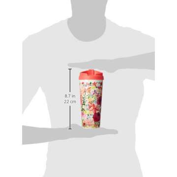 Kate Spade New York 16 Ounce Insulated Travel Mug, Floral Double Wall Thermal Tumbler for Coffee/Tea, Dahlia