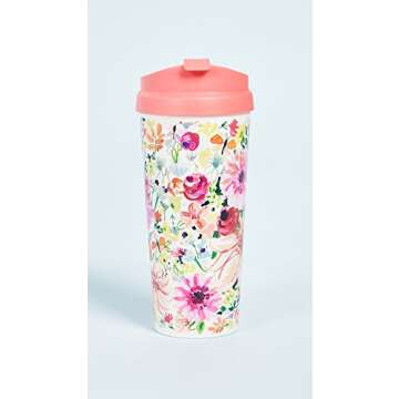 Kate Spade New York 16 Ounce Insulated Travel Mug, Floral Double Wall Thermal Tumbler for Coffee/Tea, Dahlia