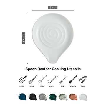 LAUCHUH Spoon Rest - Elegant Porcelain Kitchen Holder for Cooking