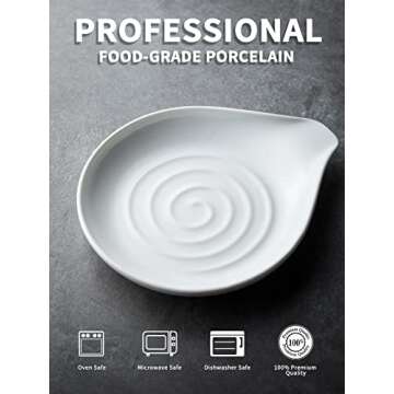 LAUCHUH Porcelain Spoon Rest for Kitchen Decor and Functionality