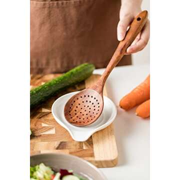 LAUCHUH Porcelain Spoon Rest for Kitchen Decor and Functionality