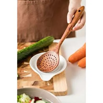 LAUCHUH Porcelain Spoon Rest for Kitchen Decor and Functionality