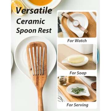 LAUCHUH Porcelain Spoon Rest for Kitchen Decor and Functionality