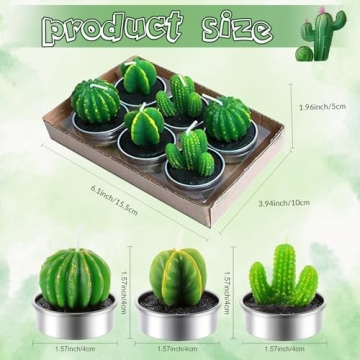 Succulent Cactus Candles Tealight Gift Set (6 Pcs)