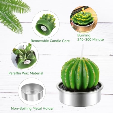 Succulent Cactus Candles Tealight Gift Set (6 Pcs)