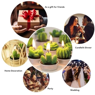 Succulent Cactus Candles Tealight Gift Set (6 Pcs)
