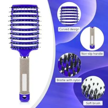 Curved Vented Brush for Blow Drying Wet & Dry Hair - 2 Pack