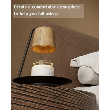 CHIACHIA Candle Warmer Lamp with Timer, Compatible with Scented Jar Candles, Dimmable Wooden Candle Warming Lamp with 2 Halogen Bulbs