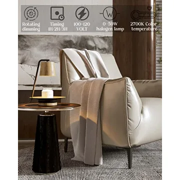 CHIACHIA Candle Warmer Lamp with Timer, Compatible with Scented Jar Candles, Dimmable Wooden Candle Warming Lamp with 2 Halogen Bulbs