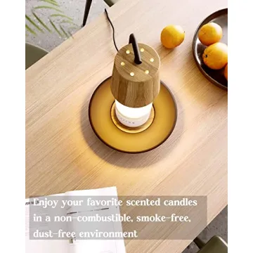 CHIACHIA Candle Warmer Lamp with Timer, Compatible with Scented Jar Candles, Dimmable Wooden Candle Warming Lamp with 2 Halogen Bulbs