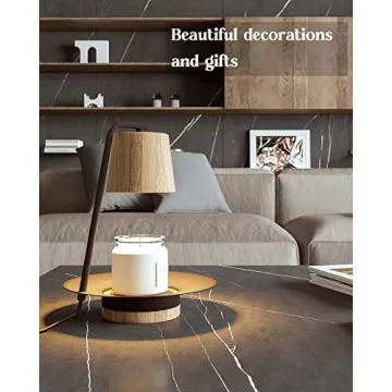 CHIACHIA Candle Warmer Lamp with Timer, Compatible with Scented Jar Candles, Dimmable Wooden Candle Warming Lamp with 2 Halogen Bulbs